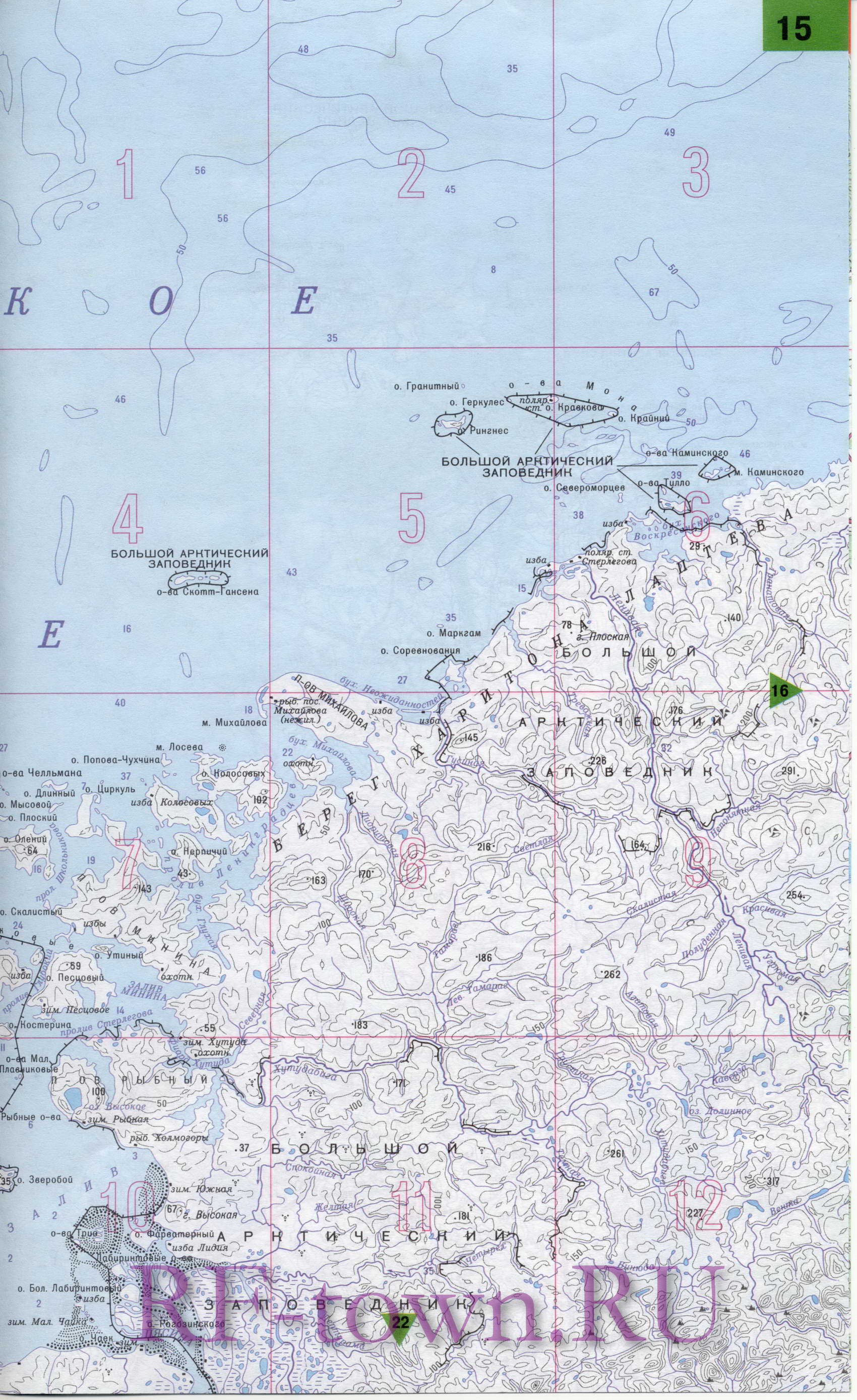 Карта Таймырского автономного округа. Подробная топографическая карта Таймырский (Долгано-Ненецкий) автономный округ, C2 - 