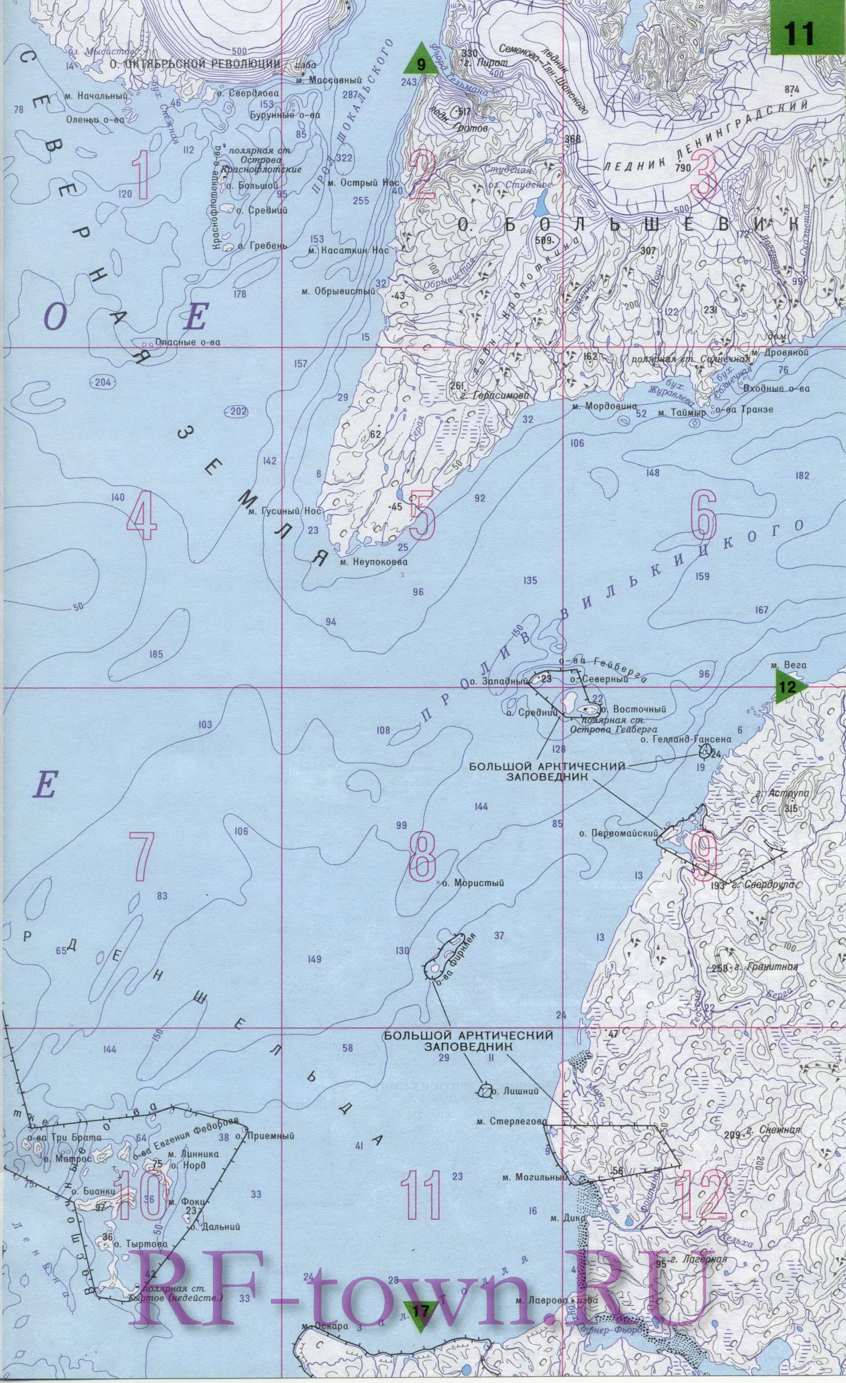 Карта Таймырского автономного округа. Подробная топографическая карта Таймырский (Долгано-Ненецкий) автономный округ, E1 - 