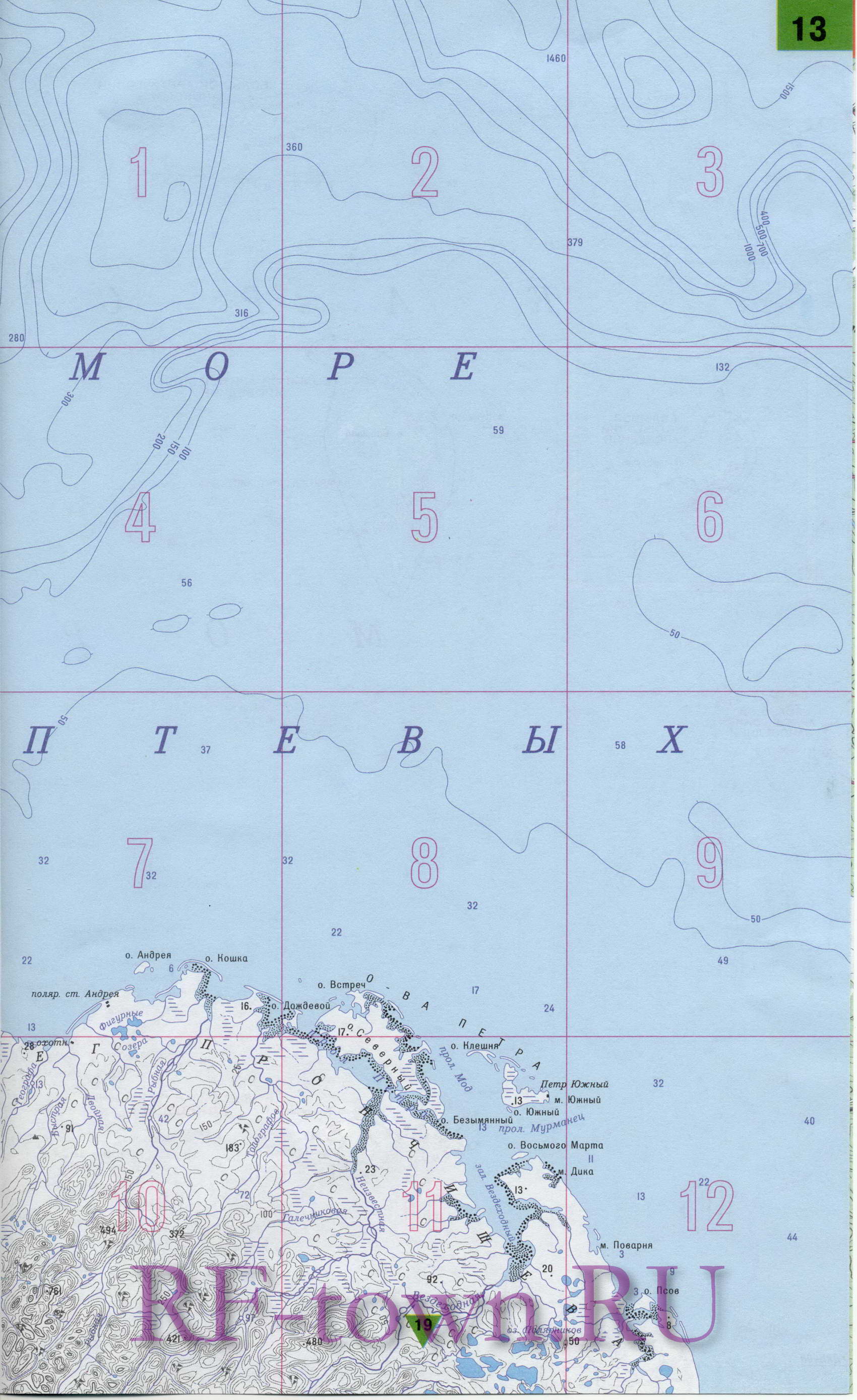 Карта Таймырского автономного округа. Подробная топографическая карта Таймырский (Долгано-Ненецкий) автономный округ, G1 - 