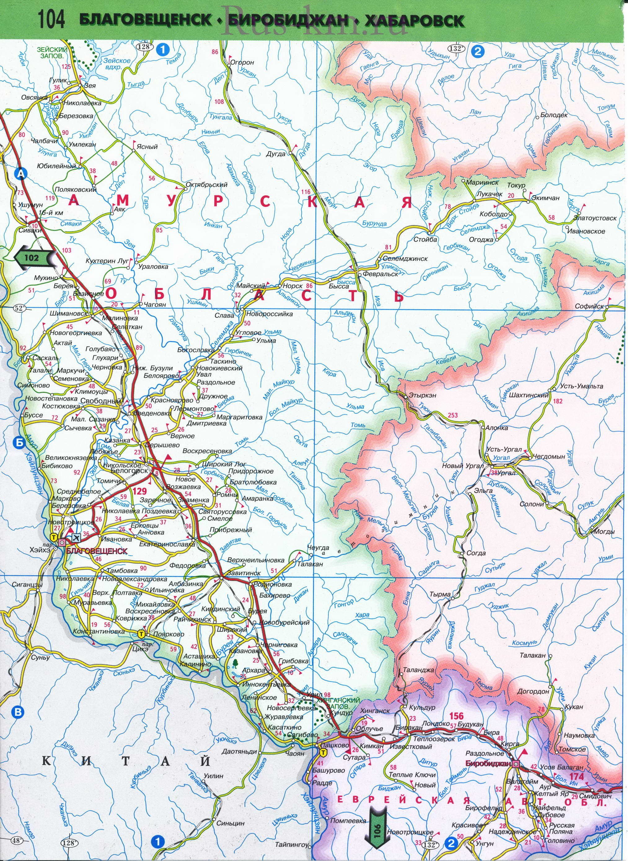 Карта Восточной Сибири автомобильная. Подробная карта автомобильных дорог Восточной Сибири из атласа России 2011 года, D2 - 
