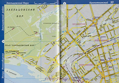 Карта Центрального района города Новосибирска. Крупномасштабная карта -Центральный р-н с названиями улиц и номерами домов
