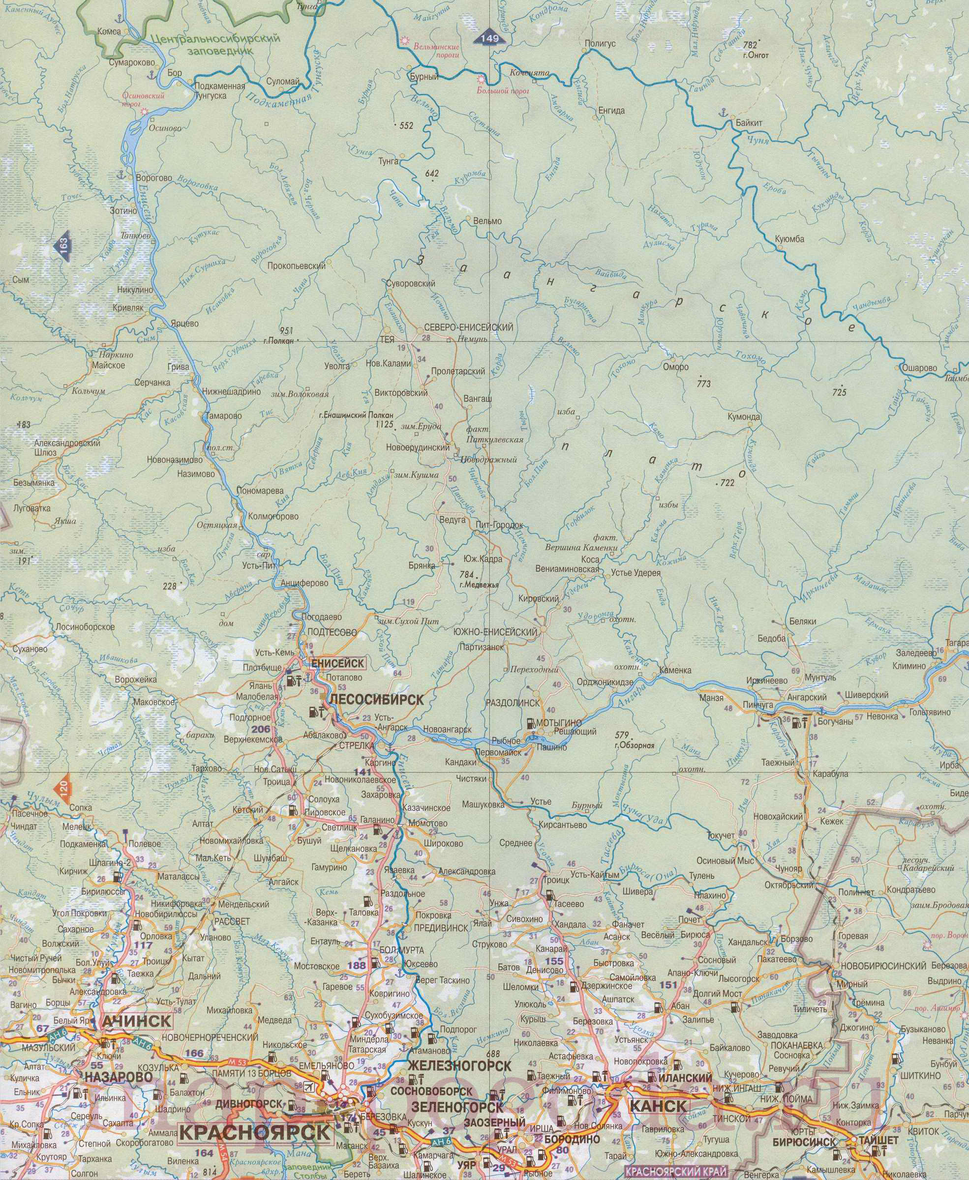 Карта севера Иркутской области. Подробная карта дорог северной части Иркутской области, A0 - 
